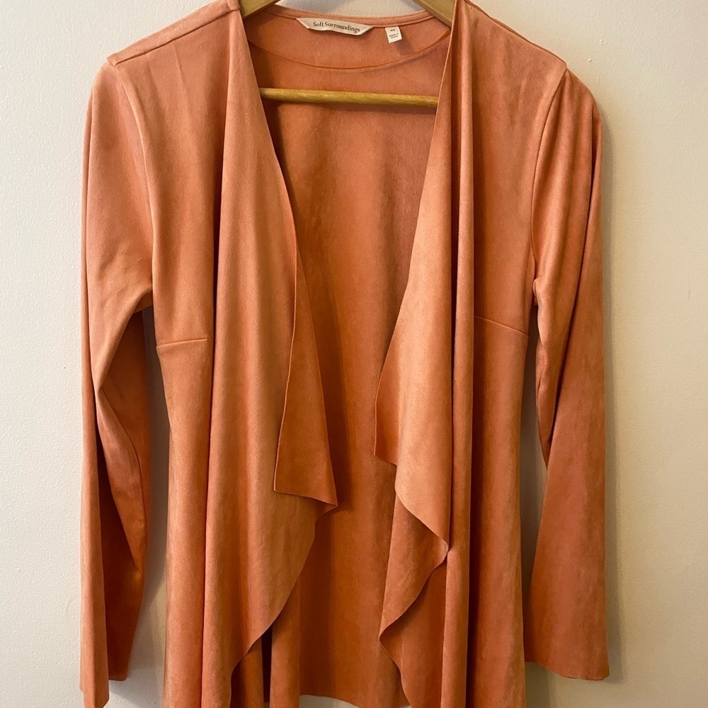 Soft Surroundings Peach Microsuede Open Front Dra… - image 6